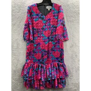 Vintage Jo Hanna York Joan Davis Dress Womens Size 10/12 Midi 80s*